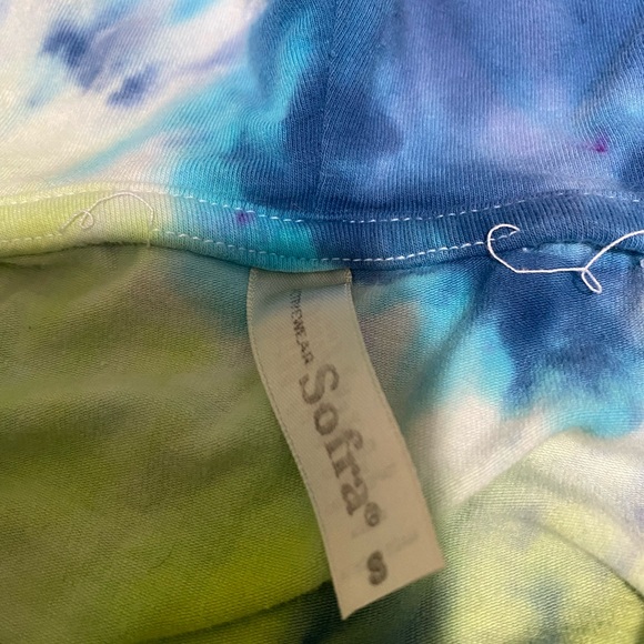 2 for $12 💖 Sofra Thin White Full Zip Tie Dye Handmade Hoodie Size Small - Picture 3 of 3
